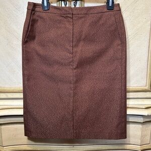 MaxMara Copper Metallic Shimmery Front Pocket Pencil Skirt